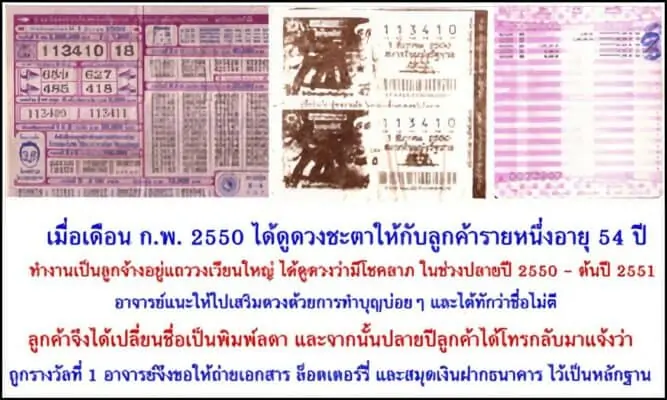 ผลงานดูดวงถูกล็อตเตอร์รี่รางวัลที่ 1